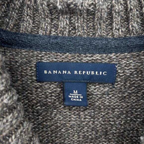 Banana Republic Elevated Shawl Sweater Brown Lambs Wool Cozy Warm Mens Size Med - Picture 6 of 11